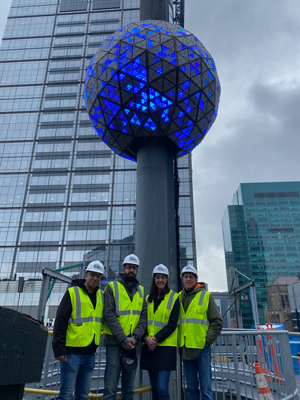 Glass tiles brighten the New Year's Eve ball, made in Orange County