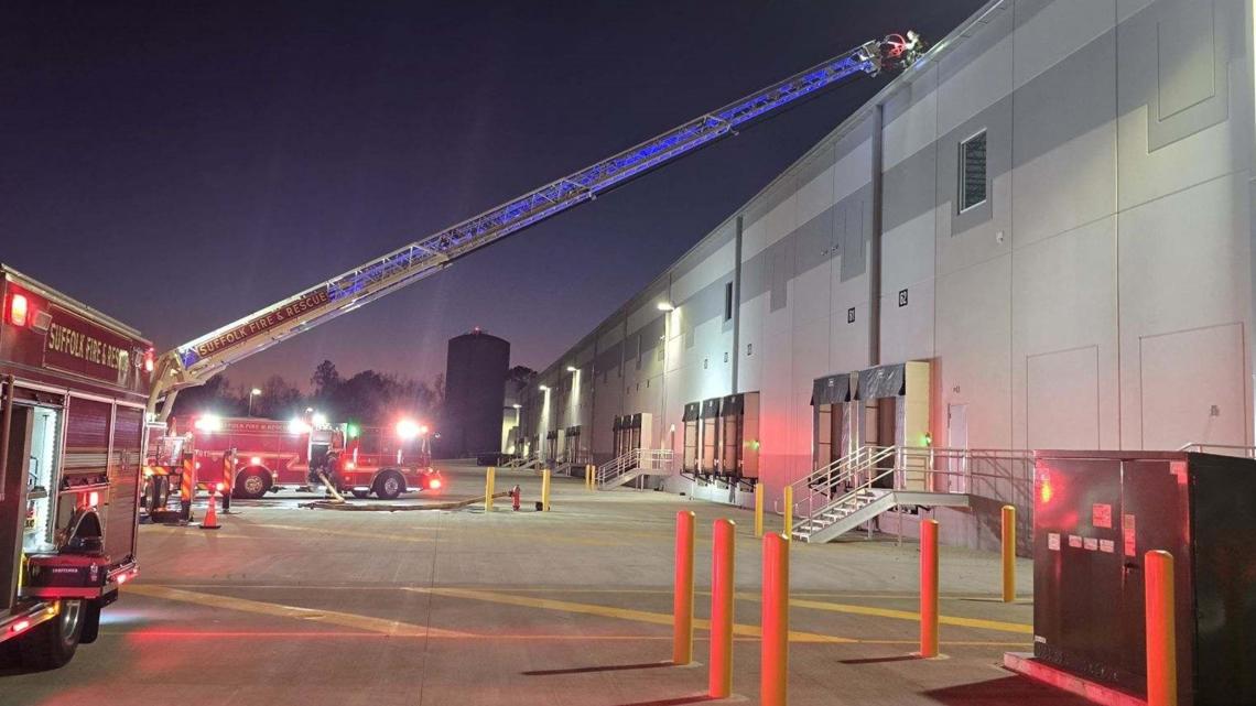 Suffolk Fire & Rescue responded to a warehouse fire Sunday evening