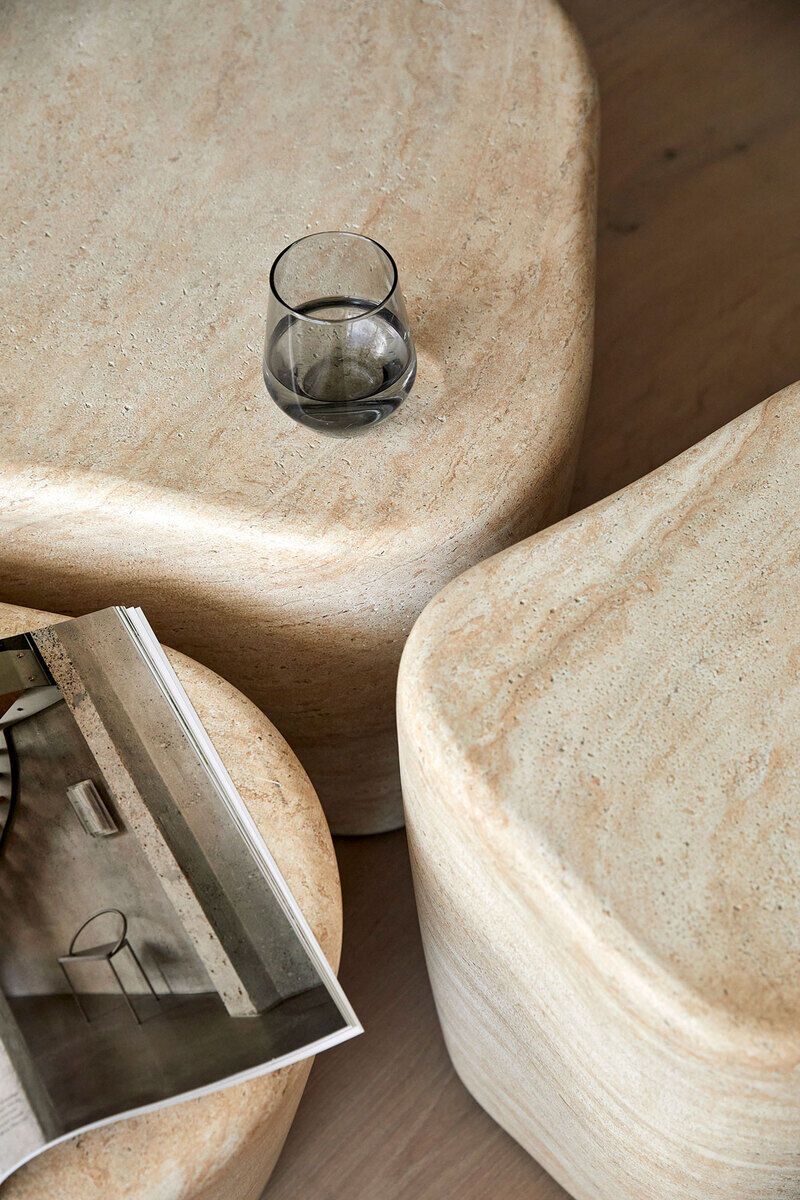 Versatile travertine-inspired tables: Morten Georgsen