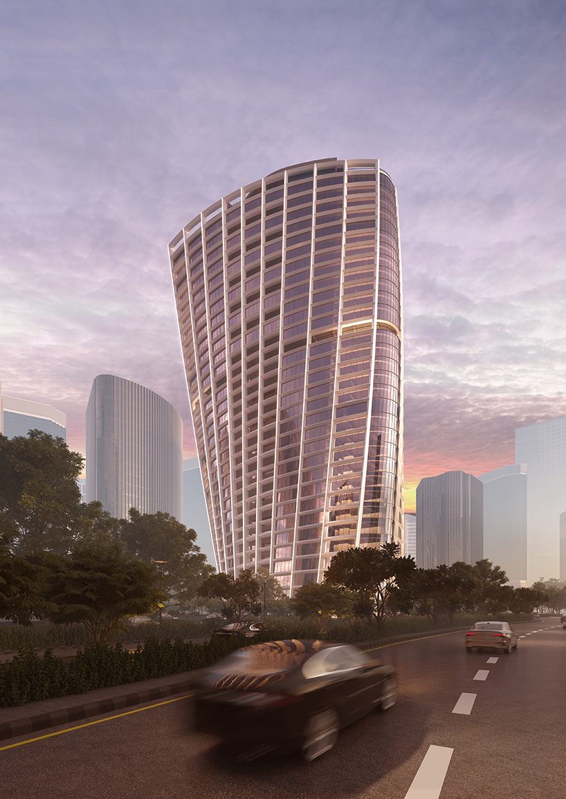 The twisted office tower by ini design studio rises above the tech city in India