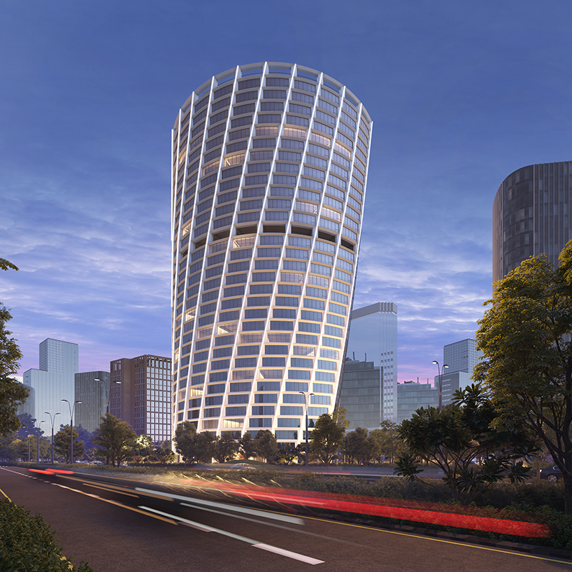 The twisted office tower by ini design studio rises above the tech city in India