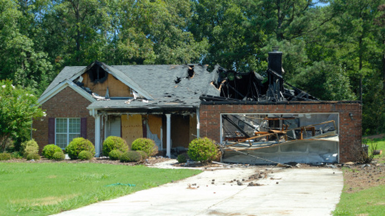 A house damaged by fire