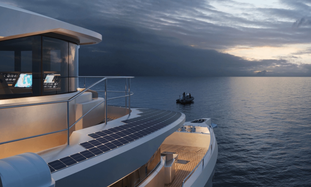 Outside sun collectors on Arksen 85 Luxury Explorer Yacht