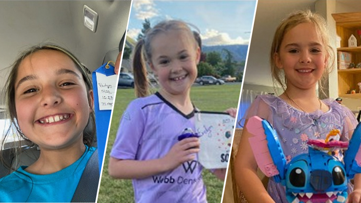 Splites picture shows Paityyn, Evelyn and Olivia Decker