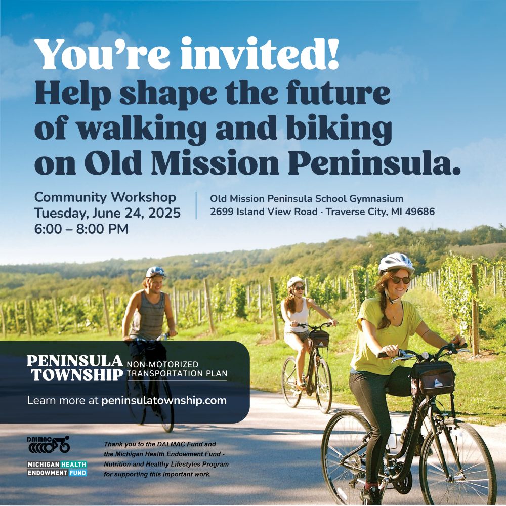 Non -motorized transport plan workshop on June 24, 2025; Old Missions Peninsula