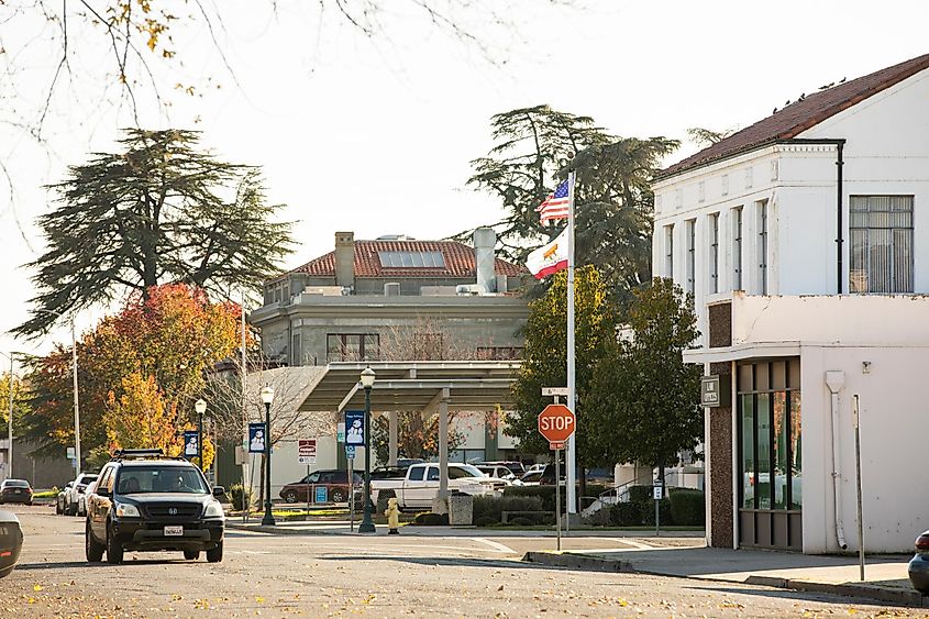 The traffic leads through the historic city center of Marysville.