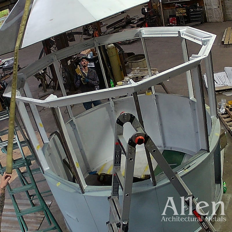 The lantern is shown in the renovation work