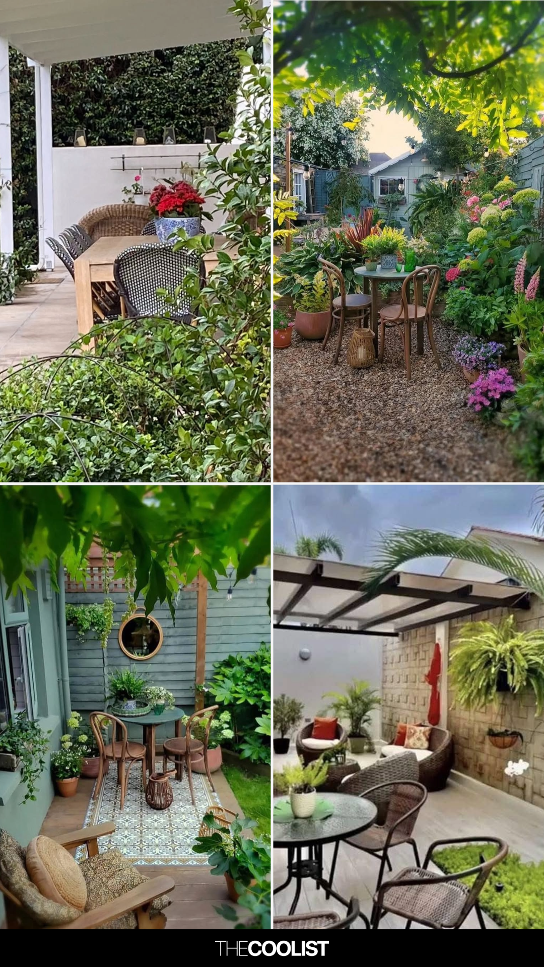 Collage of ideas for outdoor garden rooms outdoors