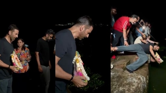 Akshay Kumar and his team played the Ganpati Visarjan in Kochi in the middle of the shooting of Haiwaan. Akshay Kumar and his team played the Ganpati Visarjan in Kochi in the middle of the shooting of Haiwaan.