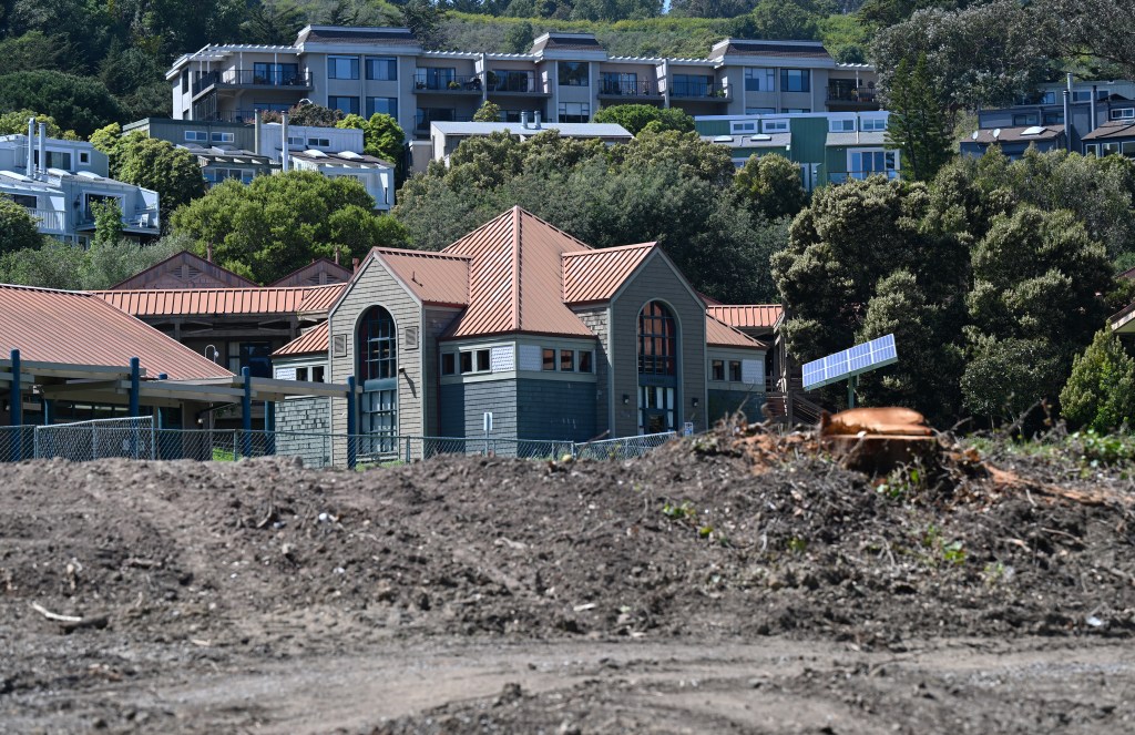 Sausalito school officers check designs for the restoration of Bach