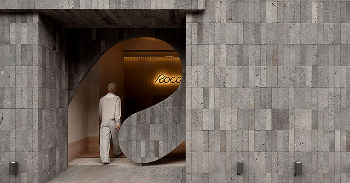 Granite and fabric cooperation in the Roca Pilates Studio in Mexico