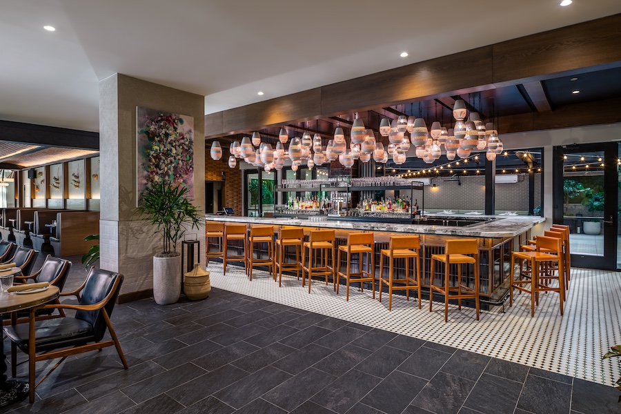 Arrels Restaurant Arlo Hotel Washington DC Spanish Heritage Light Installation Bar stool