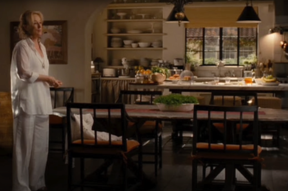 Meryl Streep in a kitchen on the set of his complicated