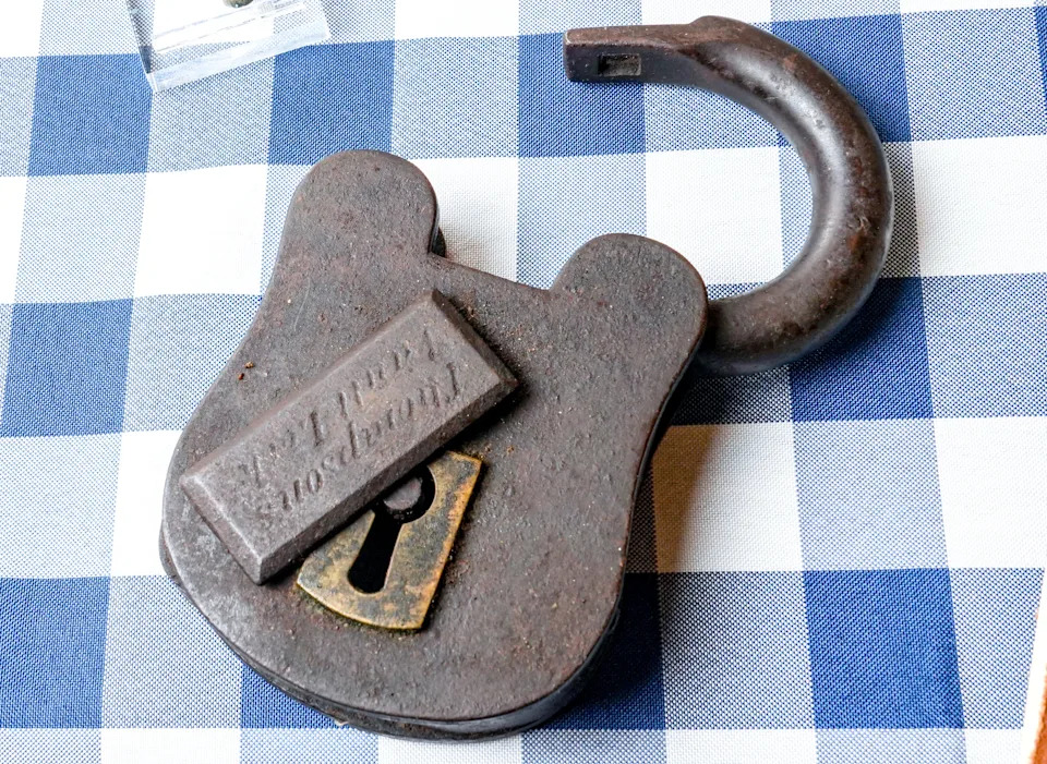 An iron lock during a tour of the Walnut Grove Plantation in Roebuck, SC, Tuesday, September 16, 2025.