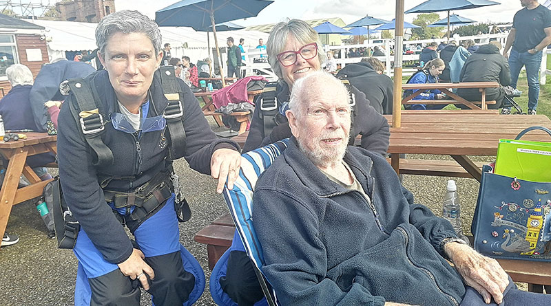 Care home skydivers take the plunge to raise £2,000 for the church's restoration