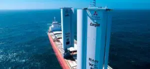 Pyxis Ocean, the first environmentally friendly cargo ship powered by wind energy. Photo: LogisticSpain.