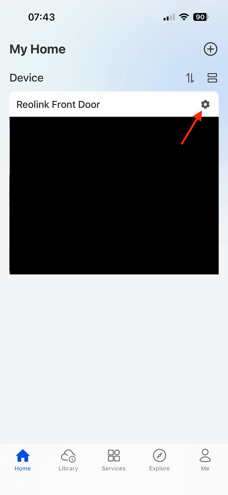 The settings icon in the Reolink app on an iPhone.