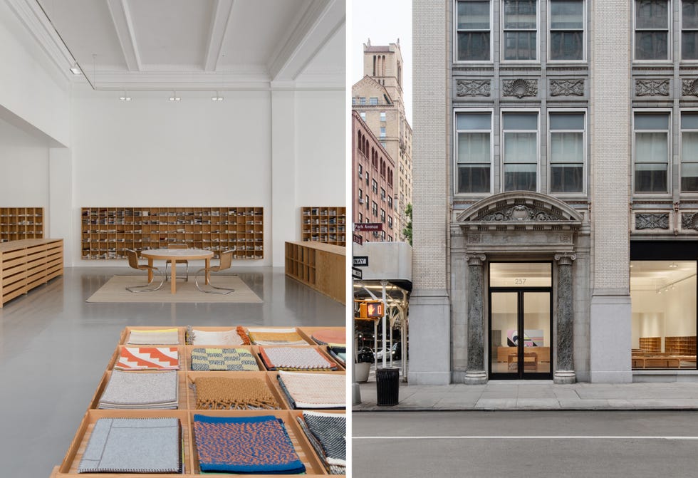 Interior and exterior views of a modern design store.