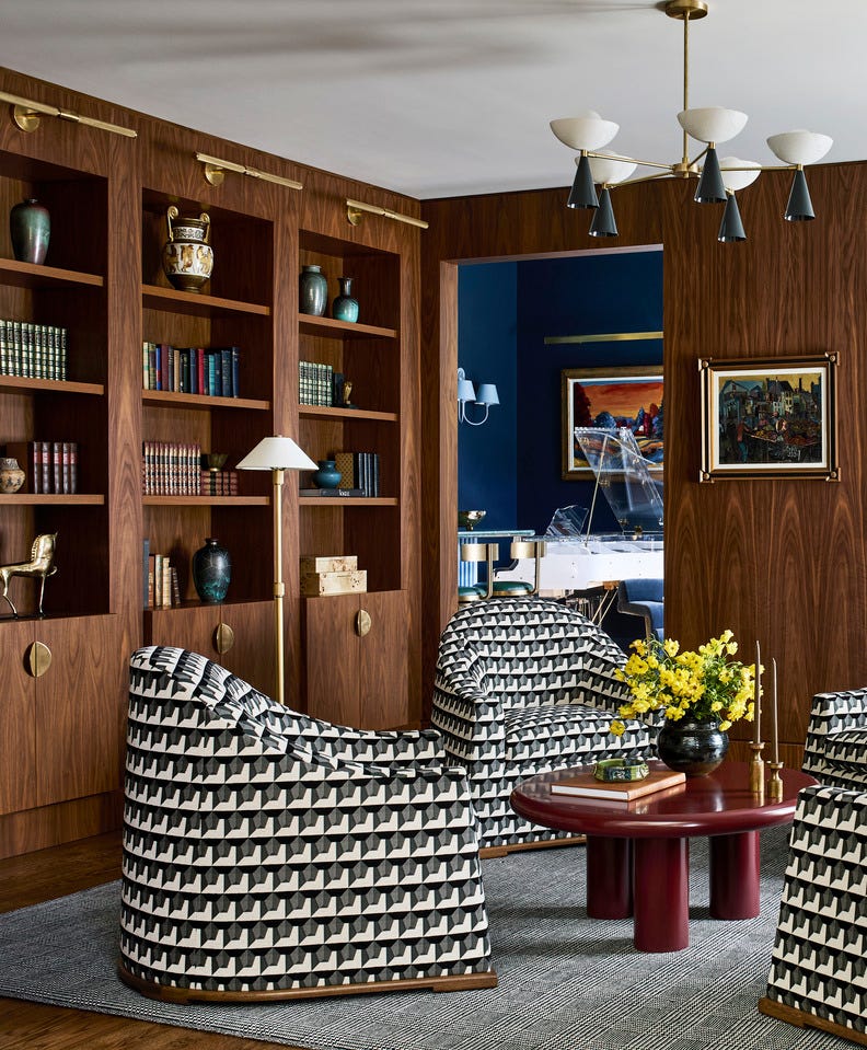 Neo-traditional home in Great Falls, Virginia designed by Andrew Suvalsky Designs. Home library.