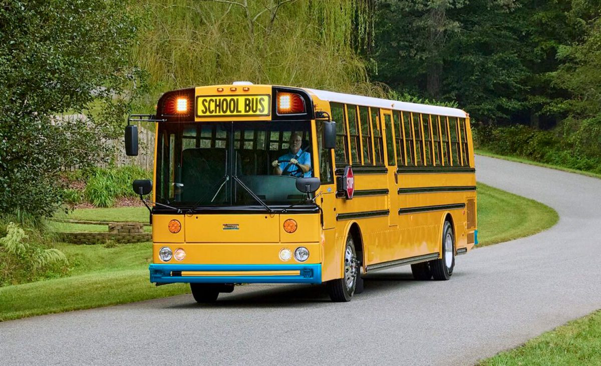 Charged electric vehicles | Thomas Built Buses launches its first Type D electric school bus