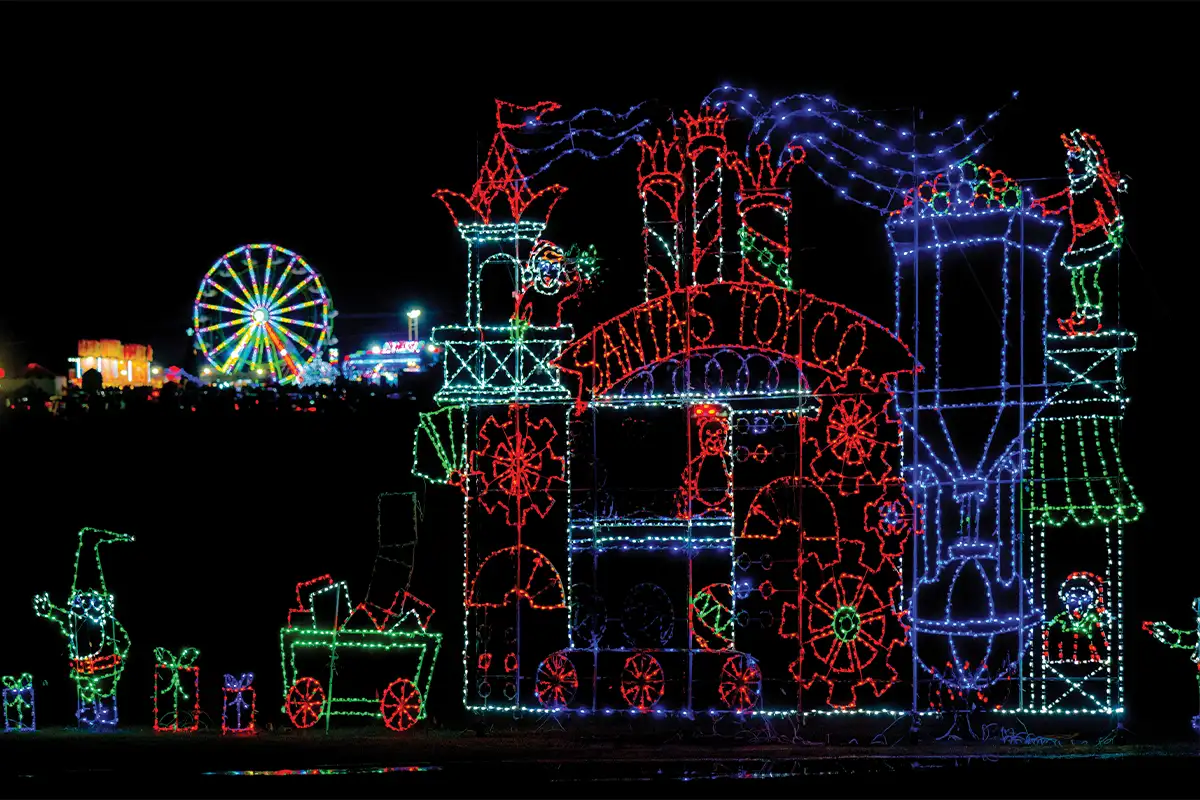 A light show at the Bull Run Festival of Lights