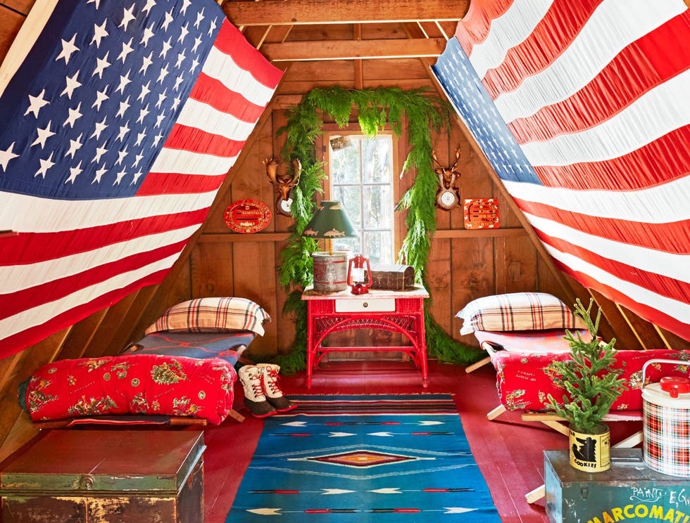 Bedroom in the attic at Christmas Bedroom in the attic at Christmas