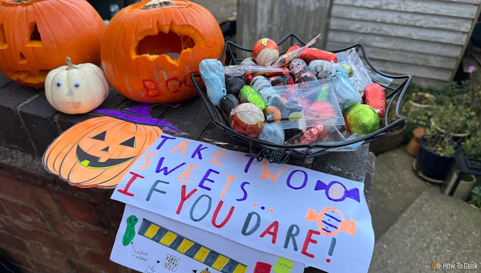 Halloween candy left out for trick-or-treaters.