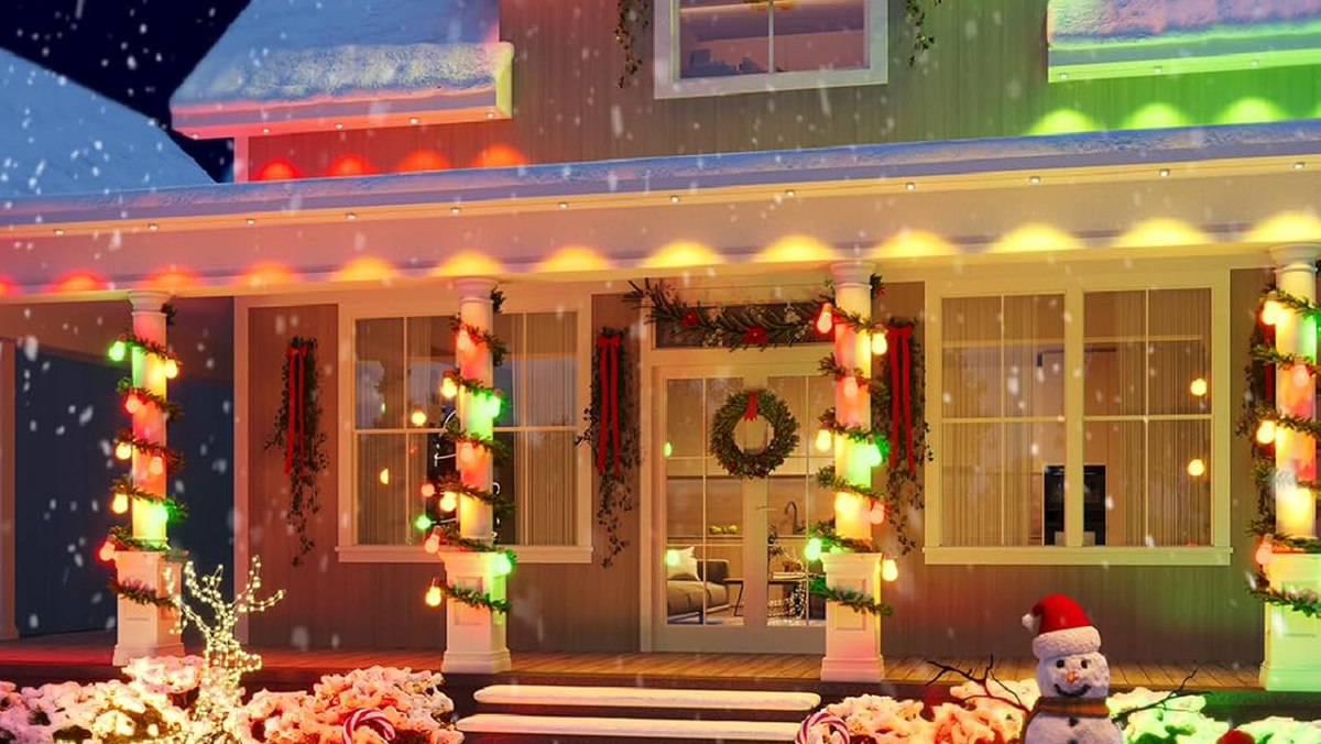 A house with Christmas lights