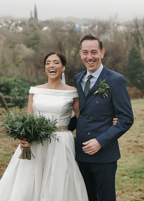 Ryan Tubridy and Clare Kambamettu on their wedding day. Image: Aoife Herriott